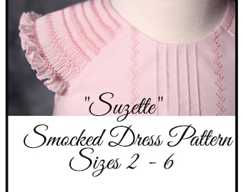 Suzette Smocked Sleeve Dress PDF Pattern, sizes 2 - 6
