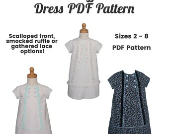 Emma's Ruffle Front Dress PDF Pattern, sizes 2 - 8