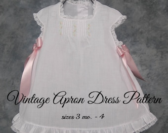 Vintage Apron Dress PDF Pattern, sizes 3 mo. - 4