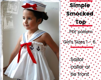 Simple Smocked Top PDF Pattern, sizes 1 - 6