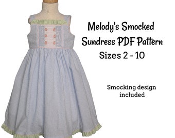 Melody's Smocked Sundress PDF Pattern, sizes 2 - 10