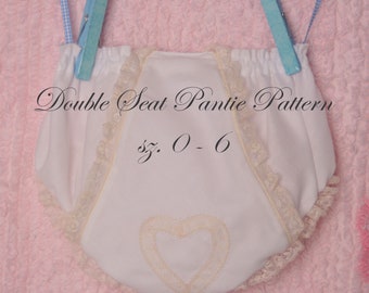 Double Seat Pantie PDF Pattern, sz. NB, 2t, 4t & 6