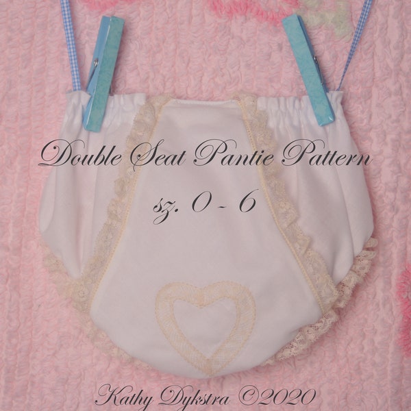 Double Seat Pantie PDF Pattern, sz. NB, 2t, 4t & 6