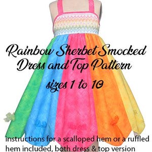 Rainbow Sherbet Dress & Top PDF Pattern, sizes 1 - 10