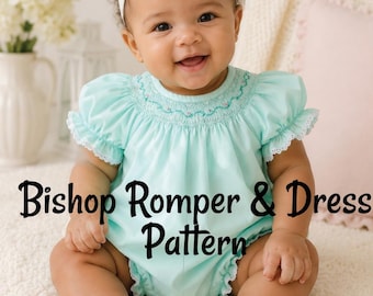 Bishop Romper and Dress PDF Pattern, sizes Preemie - 24 mo.