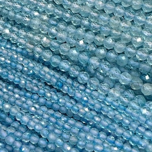 Tiny Blue Topaz Micro Faceted Beads 2mm 3mm 4mm, Small Light Blue Topaz Beads, Natural Topaz Beads, Topaz Gemstone Spacer Beads