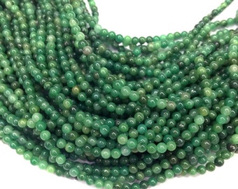 Tiny African Jade Round Smooth Beads 2mm 3mm Natural Dark Green Jade Gemstone Grass Green Semi Precious Spacer For Bracelet Necklace Earring