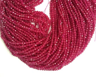 Lab Created Red Ruby Micro Faceted Beads 2mm 3mm 4mm, Synthetic Red Corundum Small Beads, Red Semi Precious Bead For Ruby Bracelet Necklace