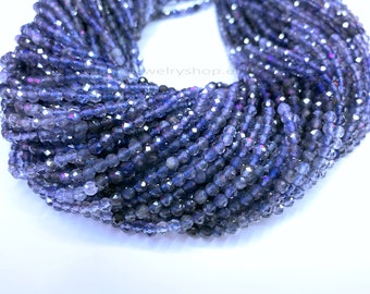 Natural Lolite Beads Micro Faceted 3mm Fine Quality Tiny Shaded Lolite Beads Small Lolite Beads Blue Purple Semi Precious Gemstone Beads