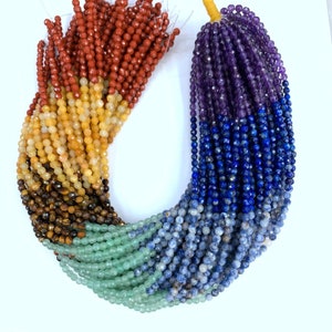 7 Chakra Beads Faceted 4mm Full String,Set Chakra Rainbow Gemstone Beads, Small 7 Chakra Beads, Healing Chakra Jewelry Supplies, Yoga Beads image 6