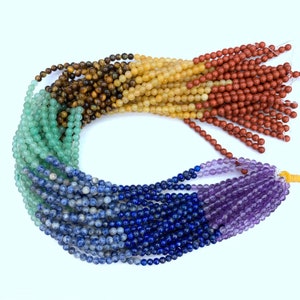 7 Chakra Beads 4mm Smooth Full String, Tiny 7 Chakra Gemstone Beads, Set Chakra Beads, Chakra Jewelry Supplies,Healing Yoga Meditation Beads