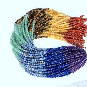 7 Chakra Beads Faceted 4mm Full String,Set Chakra Rainbow Gemstone Beads, Small 7 Chakra Beads, Healing Chakra Jewelry Supplies, Yoga Beads image 3