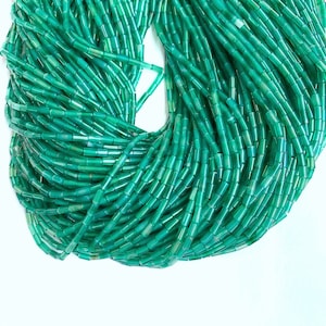 Tiny Green Agate Tube Beads 4x2mm, Small Green Onyx Round Tube Beads, Green Gemstone Beads, Tube Beads For Bracelet Necklace Earring