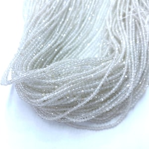 Natural White Topaz 2mm 3mm 4mm Micro Faceted Beads, Tiny Clear Gemstone Beads,Small White Semi Precious Spacer Beads,Topaz Necklace Earring