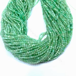 Natural Chrysoprase Round Micro Faceted Beads 2.5mm, Tiny Chrysoprase Spacer Beads, Green Semi Precious Delicate Beads,Small Green Gemstone