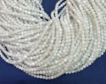 Tiny Moonstone Round Smooth Beads 2mm 3mm, Natural White Flash Moonstone Gemstone, Small Blue Shimmer Moonstone Semi Precious Spacer Beads