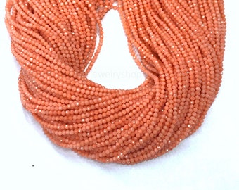 Petites perles micro-facettes corail rose 2 mm 3 mm, petites perles de corail rose saumon teints, intercalaires corail, perles semi-précieuses roses