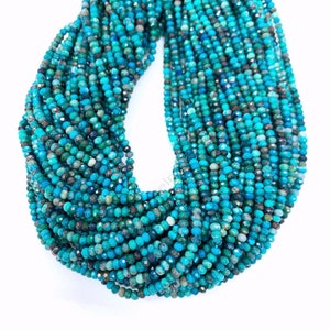 Tiny Chrysocolla Micro Faceted Rondelle Beads 4.5x3 mm A Quality, Natural Chrysocolla Round Green Blue Gemstone Semi Precious Beads