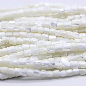 Mother of Pearl Cylinder Beads 5mm 6mm 8mm, Natural MOP Heishi Beads, White Shell Spacer Beads, Seashell For Jewelry, MOP Focal Tube Beads