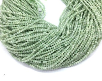 Tiny Burma Green Jade Micro Faceted Beads 2mm 3mm 4mm Natural Small Light Green Jadeite Gemstone Aqua Green Semi Precious Spacer Beads