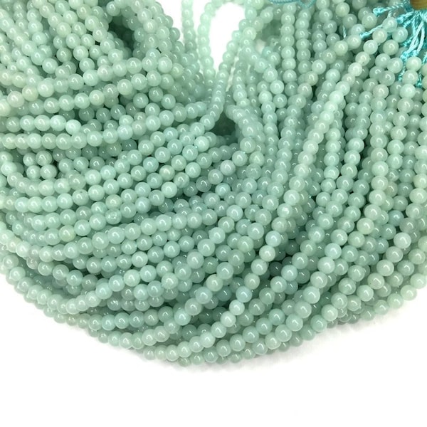 Tiny Amazonite Round Smooth Beads 2mm 3mm 4mm Natural Aqua Blue Gemstone Spacer Good Quality Small Amazonite Bracelet Necklace Earring Beads