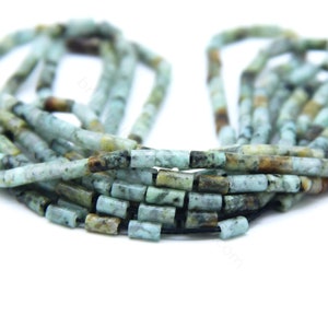 Natural African Turquoise Tube Beads 4x2mm, Small Turquoise Round Tube Beads, Black Green Gemstone Beads, Tube Beads For Bracelet Necklace