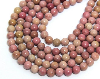 Natural Pink Rhodonite Beads 4mm 6mm 8mm 10mm Rhodonite Mala Beads Pink Beads Rose Pink Gemstone Beads