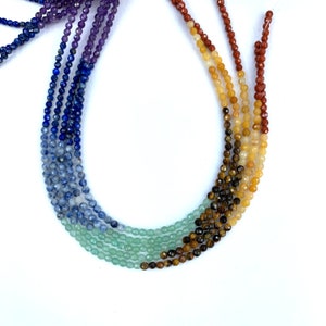 7 Chakra Beads Faceted 4mm Full String,Set Chakra Rainbow Gemstone Beads, Small 7 Chakra Beads, Healing Chakra Jewelry Supplies, Yoga Beads image 4