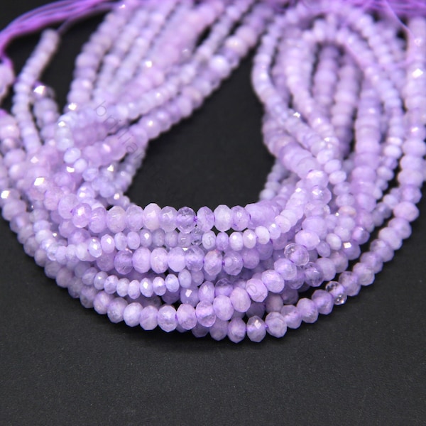 Lavender Amethyst Micro Faceted Rondelle Beads 2x3mm 3x4mm, Tiny Light Amethyst Spacer Beads, Purple Gemstone Faceted Beads