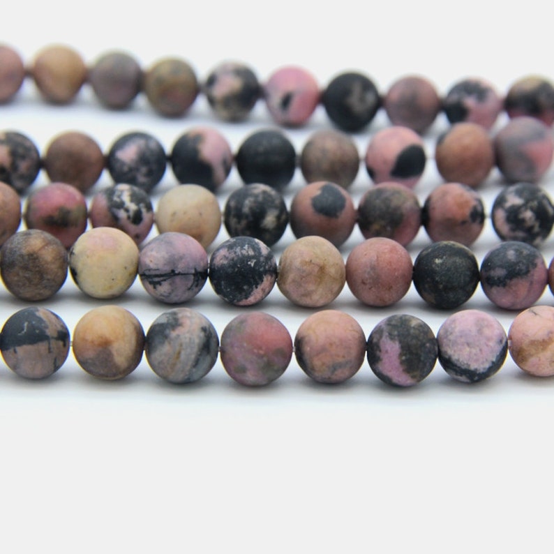 Matte Rhodonite Beads 6mm 8mm 10mm Natural Rhodonite Matrix - Etsy