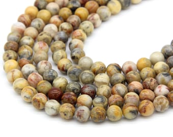 Yellow Crazy Lace Agate Beads 6mm 8mm 10mm 12mm Yellow Gemstone Beads Yellow Striped Agate Beads Yellow Mala Beads Yellow Agate Beads