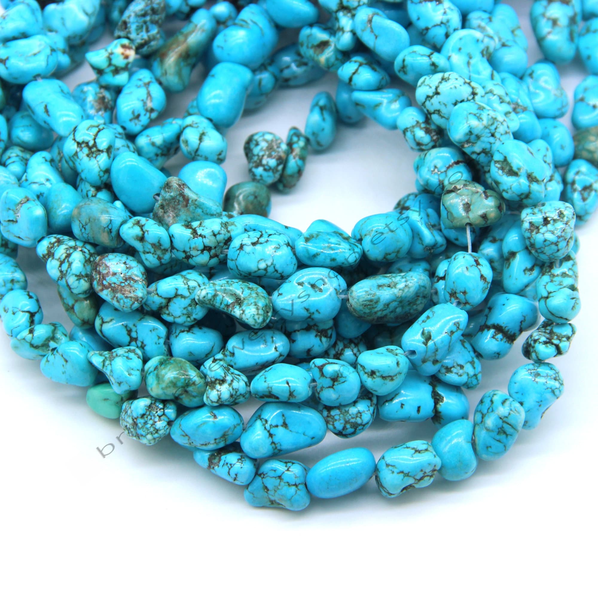Turquoise Nugget Beaded Necklace Irregular Shape Stones 