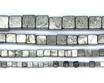 Echte Pyrit-Edelsteinperlen – Würfelform, 4 Mm, 39,4 Cm Strang, Mehrfarbig, Für Schmuckherstellung
