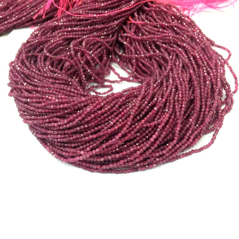 Natural Red Ruby Micro Faceted Beads 2 3mm Tiny Genuine Ruby Round Beads AB quality Semi Precious Gemstone Small Ruby Loose Beads 16 inches