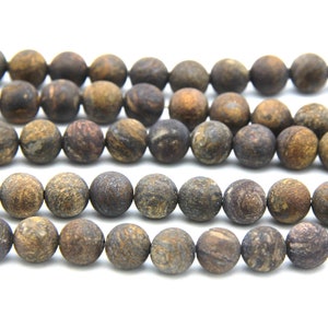 Matte Bronzite Beads 4mm 6mm 8mm Genuine Brown Gemstone Beads Frosted Brown Mala Beads Dark Brown Beads Bronzite Bracelet Necklace Supplies