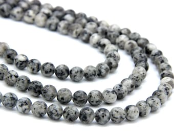 Gray Sesame Jasper Beads 8mm Natural Gray Black Spots Gemstones Beads Mala Beads Mala Necklace Bracelet Beads Gray Jewelry Supplies