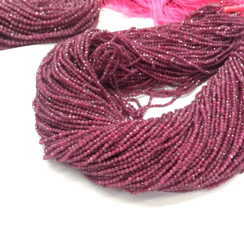 Natural Red Ruby Micro Faceted Beads 2 3mm Tiny Genuine Ruby Round Beads AB quality Semi Precious Gemstone Small Ruby Loose Beads 16 inches