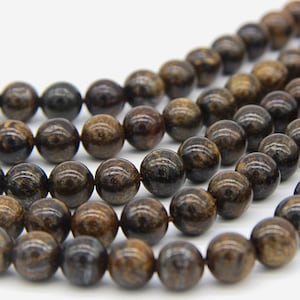 Natural Bronzite Beads 6mm 8mm Genuine Brown Gemstone Beads Brown Mala Beads Dark Brown Beads Coffee Beads Bronzite Bracelet Necklace Supply