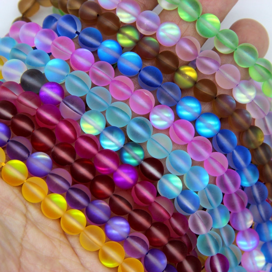 Matte Aurora Crystal Beads 6mm 8mm 10mm 11 colors Frosted | Etsy