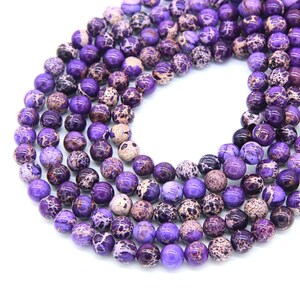 Purple Sea Sediment Jasper Beads 6mm 8mm Purple Imperial Jasper Emperior Jasper Purple Gemstone Beads A quality 16&quot; Full Strand