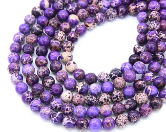 165 Perline In Diaspro Imperiale 8 Mm - Pietre Sintetiche Colorate Per Gioielli Fai Da Te, Bracciali, Collane E Orecchini