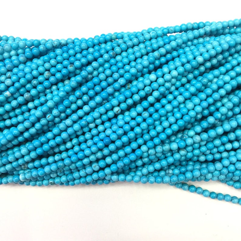 Blue Turquoise Beads 2mm 3mm Tiny Turquoise Smooth Round Beads Etsy
