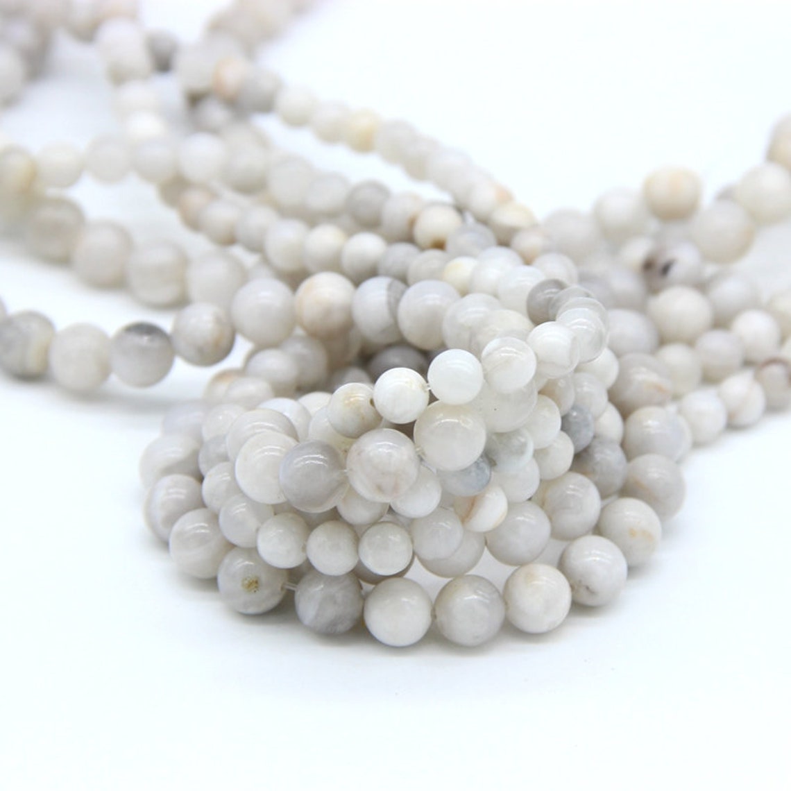 Natural White Agate Beads 4 6 8mm 10mm White Gemstone Cream Etsy