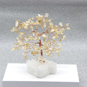 Crystal Tree, Citrine Tree, Crystal Cluster Tree, Gemstone Wire Sculpture Tree Of Life, Bonsai Tree, Small Crystal Desk Decor,Feng Shui Tree