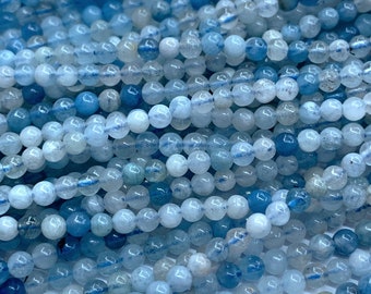 Tiny Aquamarine Smooth Beads 2mm 3mm Natural Aquamarine Spacer Beads Small Light Blue Beads For Delicate Jewelry March Birthstone