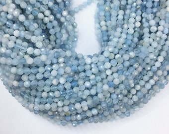 Tiny Aquamarine Micro Faceted Beads 2mm 3mm 4mm Natural Aquamarine Spacer Beads Small Light Blue Beads Blue Tiny Gemstone Semi Precious