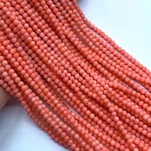 Tiny Pink Coral Smooth Beads 2mm 3mm 4mm Small Dyed Salmon Pink Coral Beads Coral Spacer Beads Pink Gemstone Pink Semi Precious Beads
