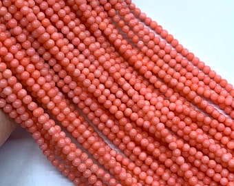 Tiny Pink Coral Smooth Beads 2mm 3mm 4mm Small Dyed Salmon Pink Coral Beads Coral Spacer Beads Pink Gemstone Pink Semi Precious Beads