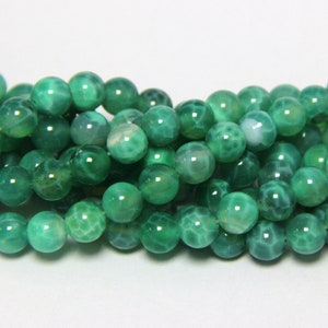 Green Agate Beads 8mm, Green Dragon Vein Beads, Green Gemstone Beads, Green Mala Beads, Green Crackle Beads