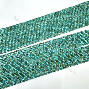 Perline lisce turchesi naturali 2mm 3mm, piccole perline di turchese cinese verde blu, piccole perline semipreziose di pietre preziose turchesi autentiche